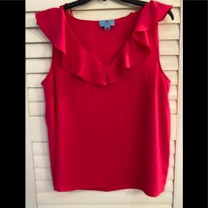 Pink ruffle neck blouse